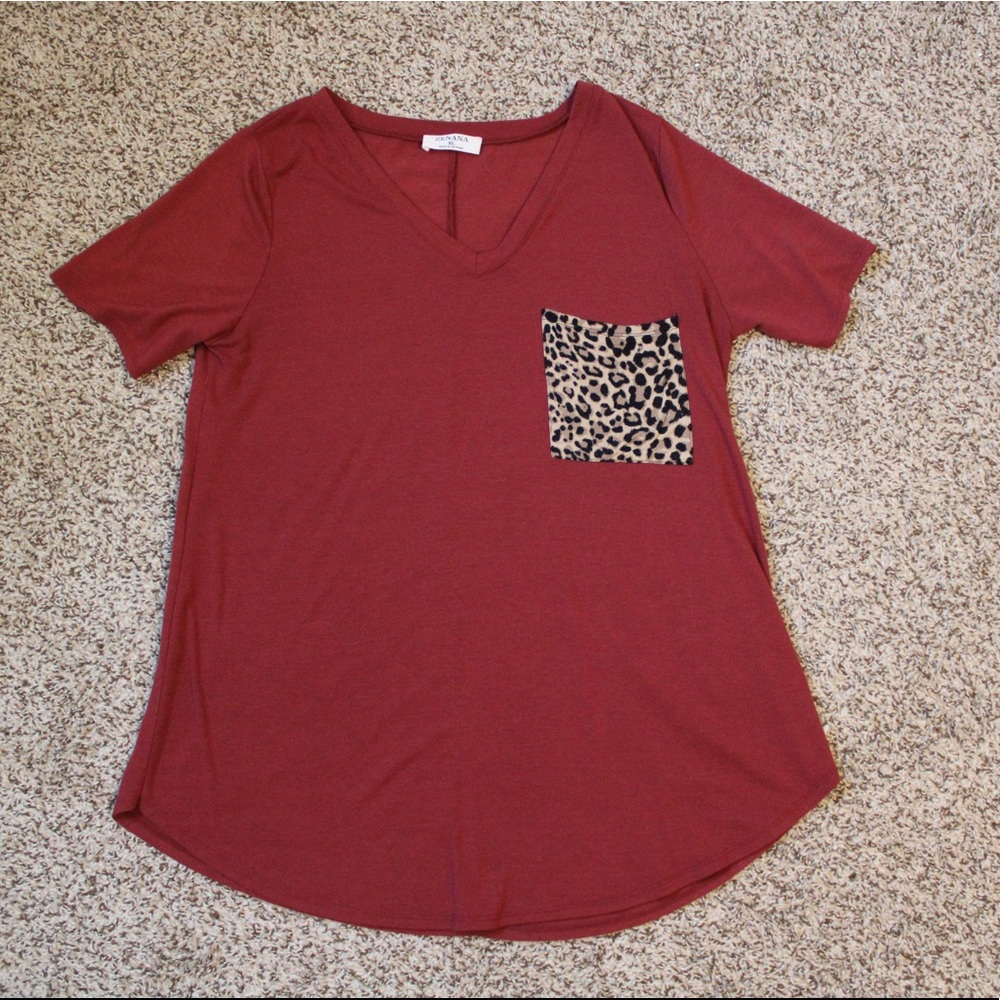 Burnt Orange & Cheetah Print Tshirt